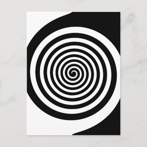 Black  White Hypnotic Spiral Postcard