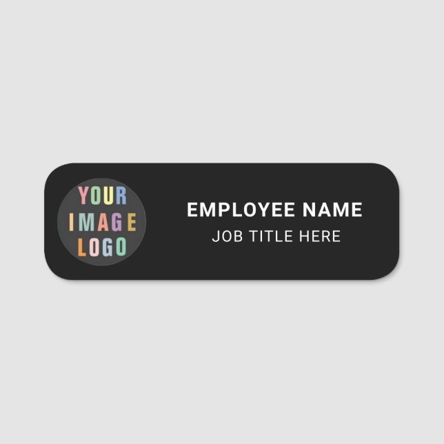 Black White Identification: Business Logo Employee Name Tag (Front)