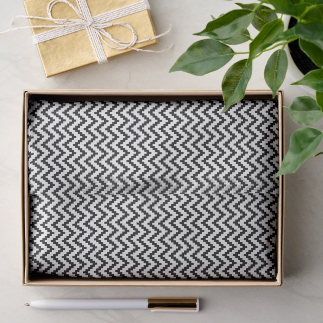Black & White Ika Zigzag Geometric Pattern Tissue Paper (Gift)