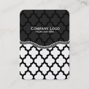 Black & White Ikat Quatrefoil Modern Pattern Business Card