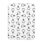 Black & White Illustrated Raccons Pattern Magnet