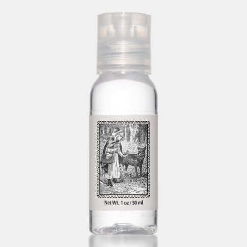 Black White Illustration of Riding Hood With Wolf Hand Sanitizer
