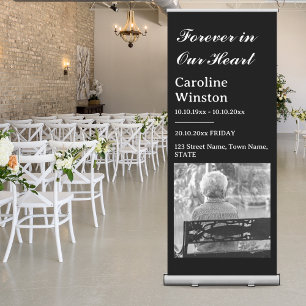 Black White Image Death Funeral Memorial Ceremony Retractable Banner