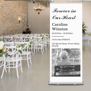 Black White Image Death Funeral Memorial Ceremony Retractable Banner