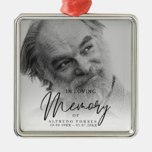 Black & White In Loving Memory Funeral  Metal Ornament