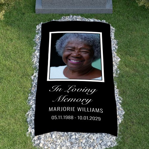 Black White In Loving Memory Photo Grave Cover Banner