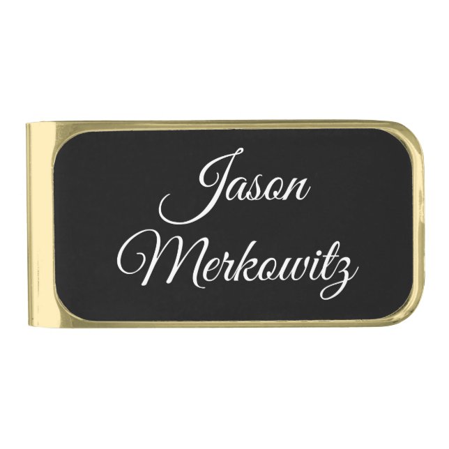 Black & White in Style: Gold Finish Money Clip (Front)