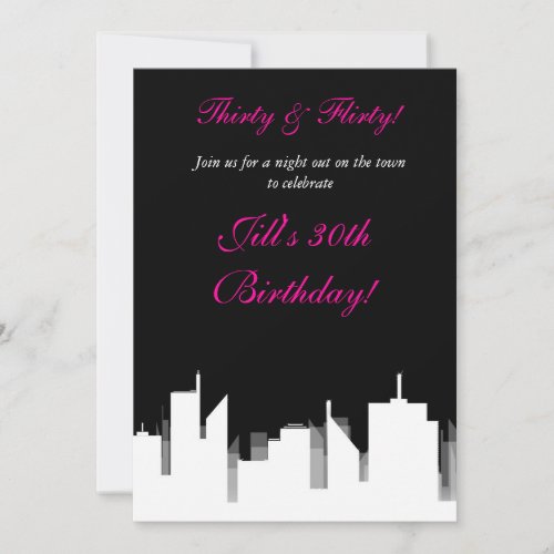 Black  White in the City Town Party Invitations