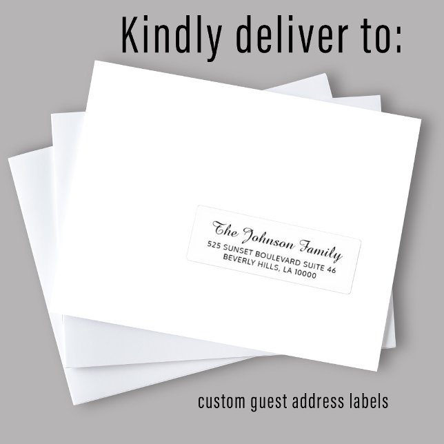 Black white individual guest address elegant label (Creator Uploaded)