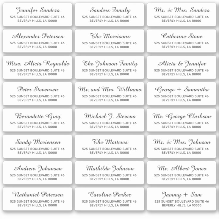 Black white individual guest address elegant label | Zazzle