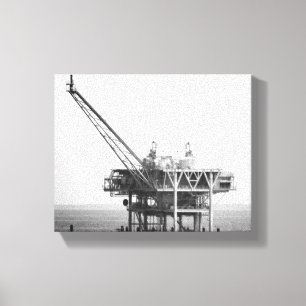 Black & White Industrial Rig in the Gulf 8x10 Canvas Print