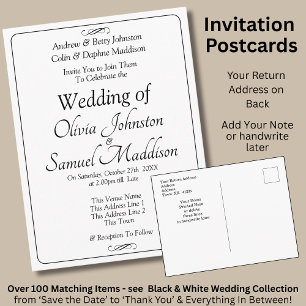 Black & White Infinity Scroll Wedding Invitation Postcard