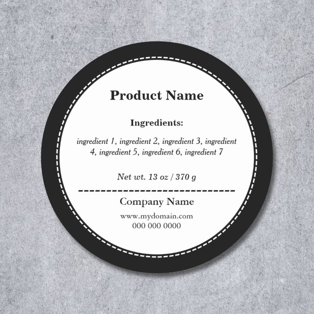 Black & White Ingredient List Label Sticker (Black & White Ingredient List Label Sticker)
