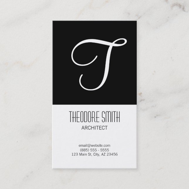Black & White Initial Business Card (Front)