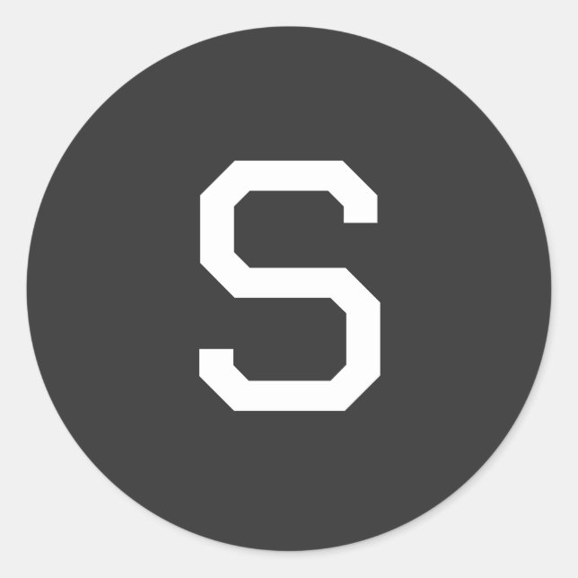Black & White Initial Letter Monogrammed Plain Classic Round Sticker (Front)
