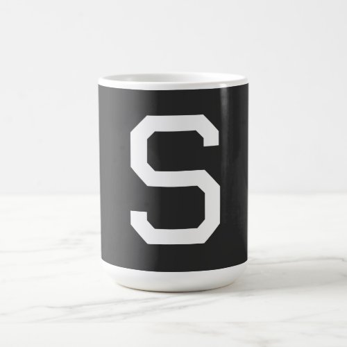 Black  White Initial Letter Monogrammed Plain Coffee Mug