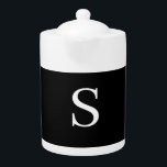 Black & White Initial Letter Monogrammed Plain Teapot<br><div class="desc">It is very simple,  aesthetic and attractive.</div>
