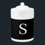 Black & White Initial Letter Monogrammed Plain Teapot<br><div class="desc">It is very simple,  aesthetic and attractive.</div>