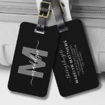 Black White Initial Name Monogram Luggage Tag<br><div class="desc">Create Your Own Custom Elegant Modern Black White Initial Name Monogram Luggage Tag. This chic and stylish luggage tag is a perfect travel accessory for the world traveler or anyone with a serious case of wanderlust. Featuring a unique simple monogram on the front with a bold initial and elegant script...</div>