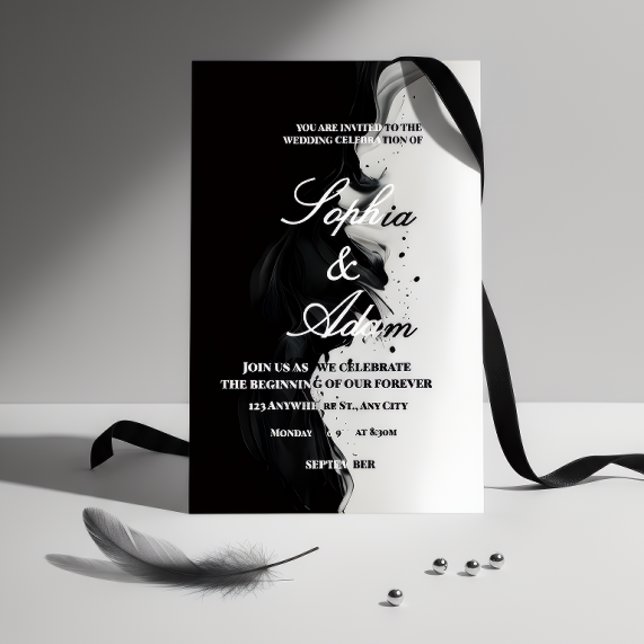 Black & White Ink Art Wedding Invitation Foil Invitation (Creator Uploaded)