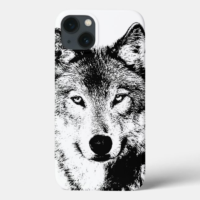 Black White Ink Artwork Wolf Case-Mate iPhone Case (Back)