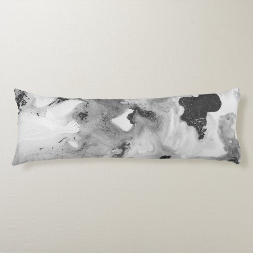 Black White Ink Marble Glam 1 wall decor art  Body Pillow
