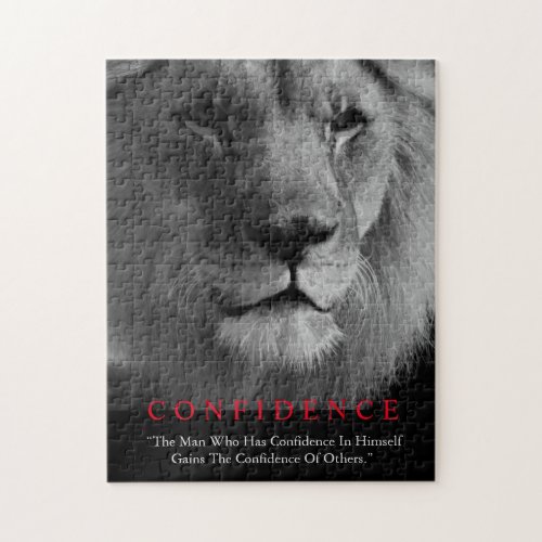 Black White Inspirational Confidence Lion Jigsaw Puzzle