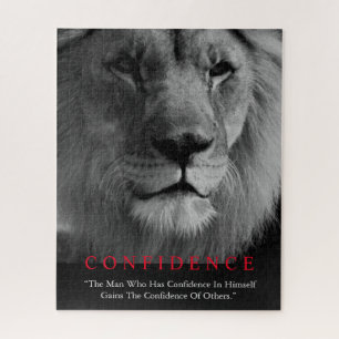 Black White Inspirational Confidence Lion Jigsaw Puzzle