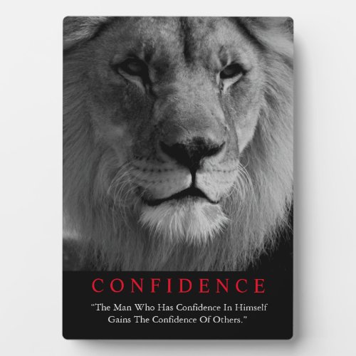 Black White Inspirational Confidence Lion Plaque