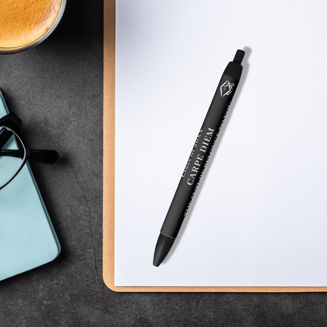 Black white inspirational quote graduation pen (Creator Uploaded)