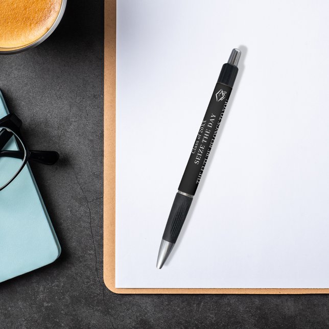 Black white inspirational quote graduation pen (Creator Uploaded)