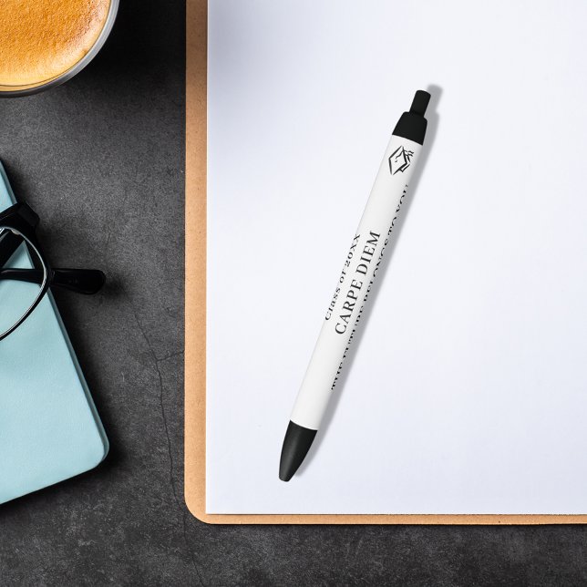 Black white inspirational quote graduation pen (Creator Uploaded)