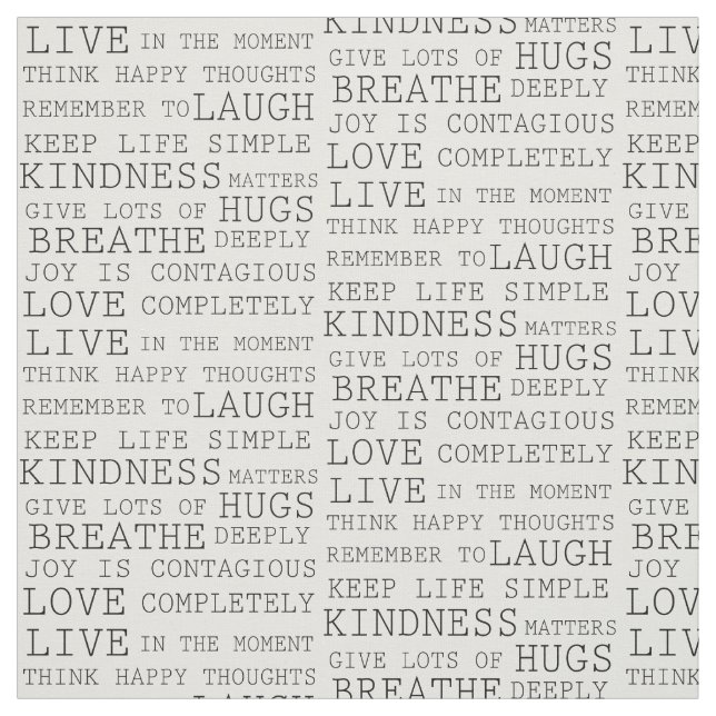 Black White Inspirational Quotes Fabric (Swatch)