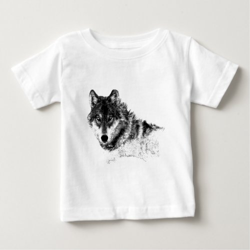 Black White Inspirational Wolf Eyes Baby T_Shirt
