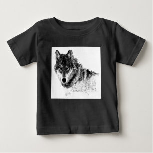 Black White Inspirational Wolf Eyes Baby T-Shirt