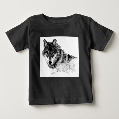 Black White Inspirational Wolf Eyes Baby T_Shirt