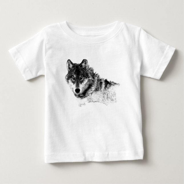 Black White Inspirational Wolf Eyes Baby T-Shirt (Front)