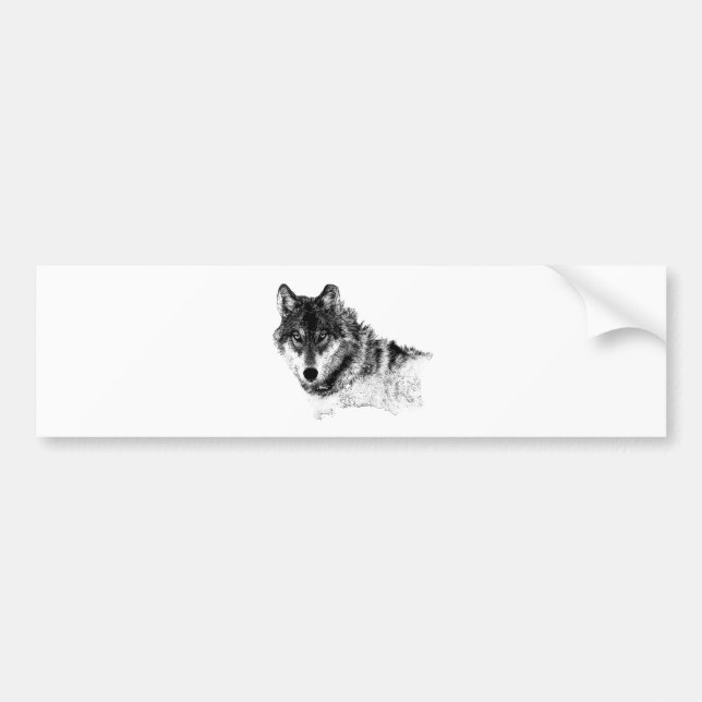 Black White Inspirational Wolf Eyes Bumper Sticker (Front)