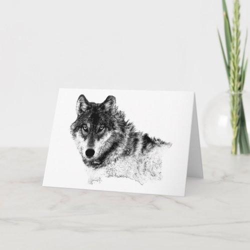 Black White Inspirational Wolf Eyes Card