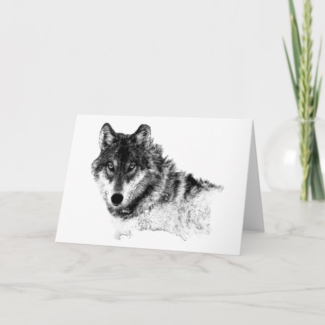 Black White Inspirational Wolf Eyes Card (Front)