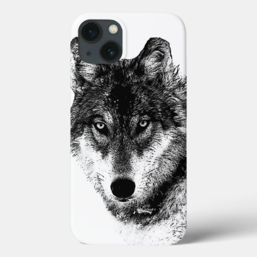 Black White Inspirational Wolf Eyes iPhone 13 Case
