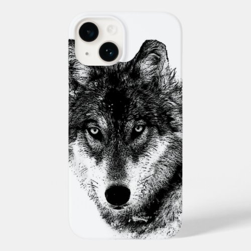 Black White Inspirational Wolf Eyes Case_Mate iPhone 14 Case