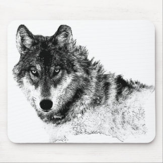 Black White Inspirational Wolf Eyes Mouse Pad