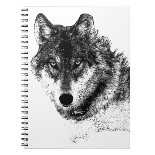 Black White Inspirational Wolf Eyes Notebook