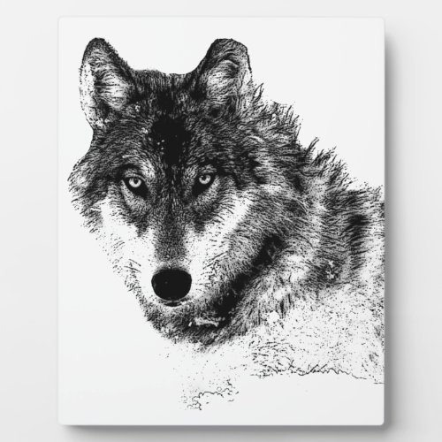 Black White Inspirational Wolf Eyes Plaque