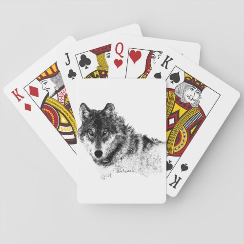 Black White Inspirational Wolf Eyes Poker Cards