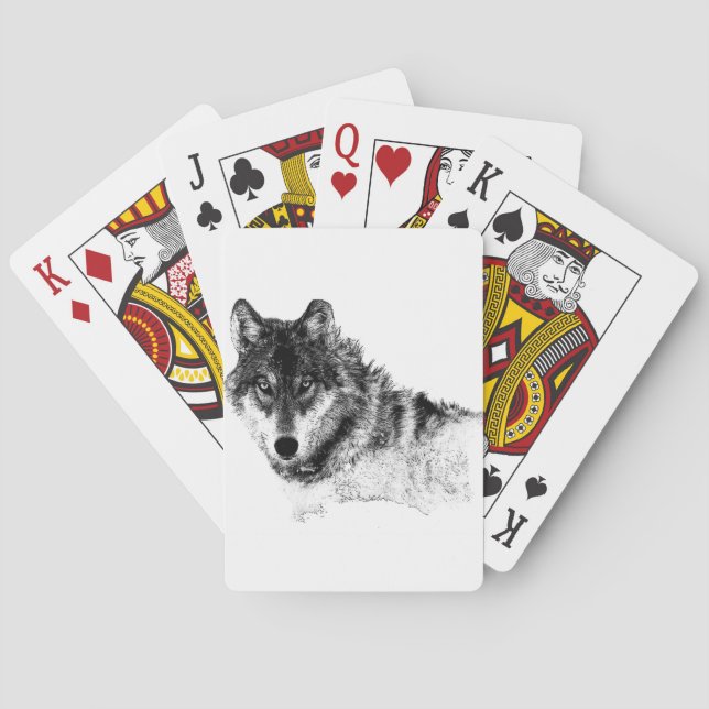 Black White Inspirational Wolf Eyes Poker Cards (Back)