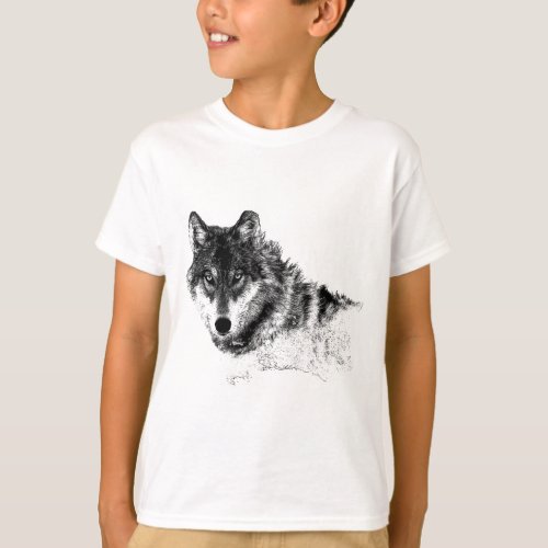Black White Inspirational Wolf Eyes T_Shirt