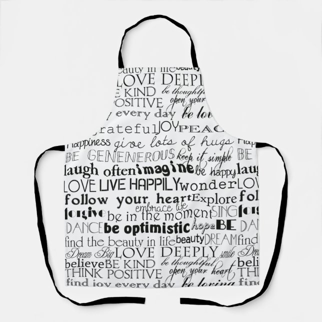Black White Inspirational Words Apron (Front)