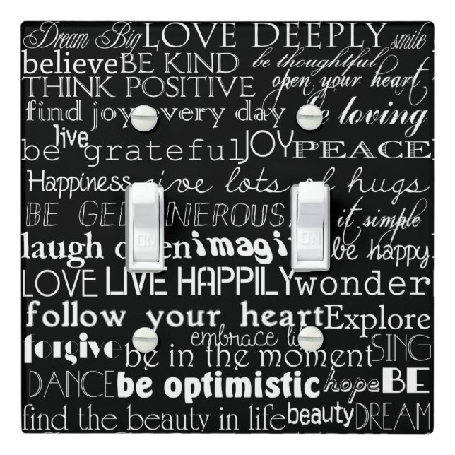 Black White Inspirational Words Christmas Light Switch Cover (In Situ)
